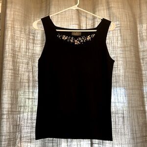 Embroidered knit cotton tank
